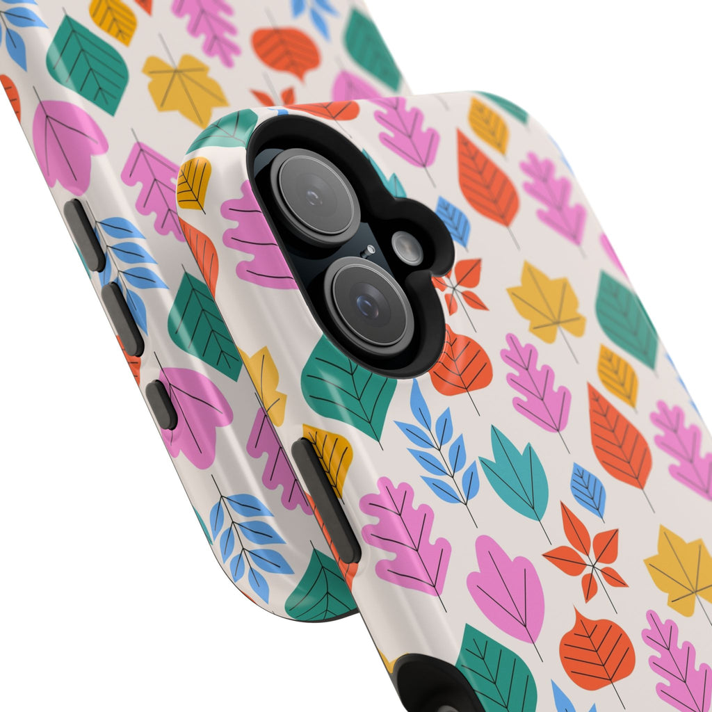 Magnetic Impact-Resistant Phone Case — Colorful Retro Leaf Pattern
