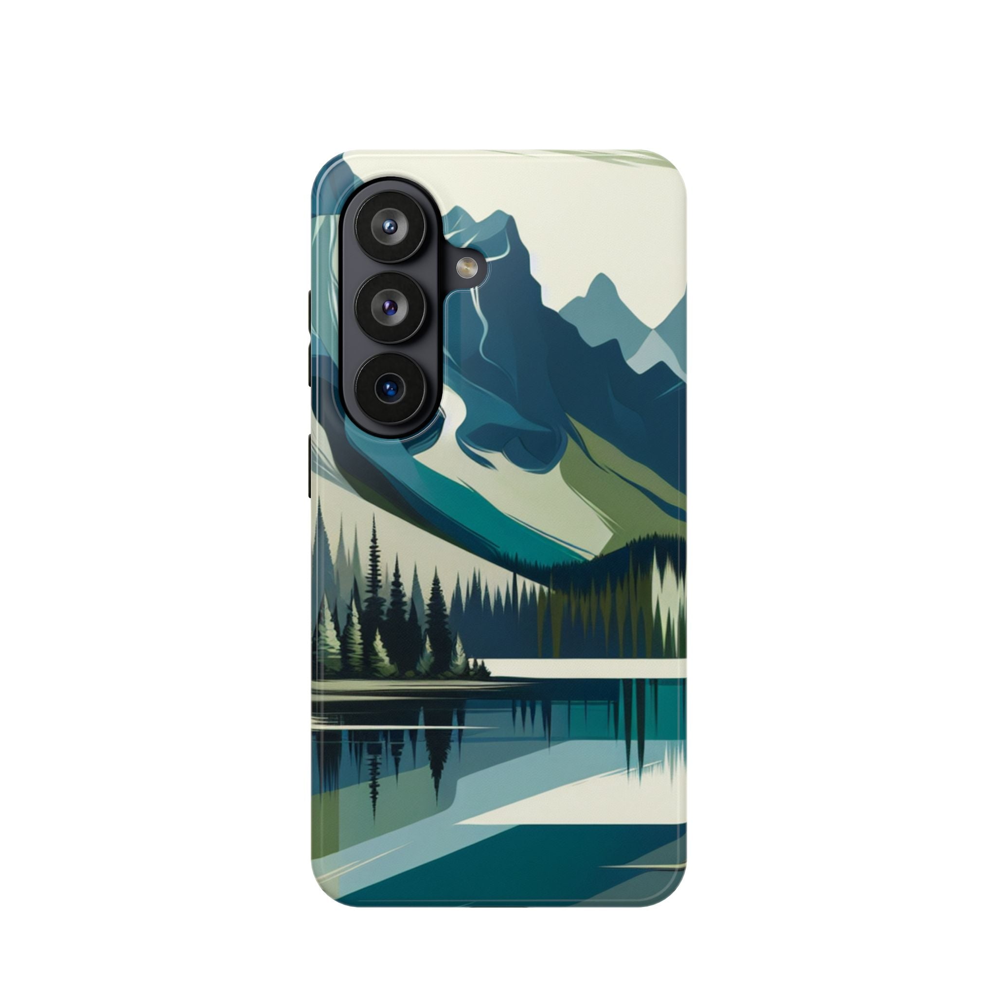 Impact Resistant Phone Case - Mountain Lake with Forest Design