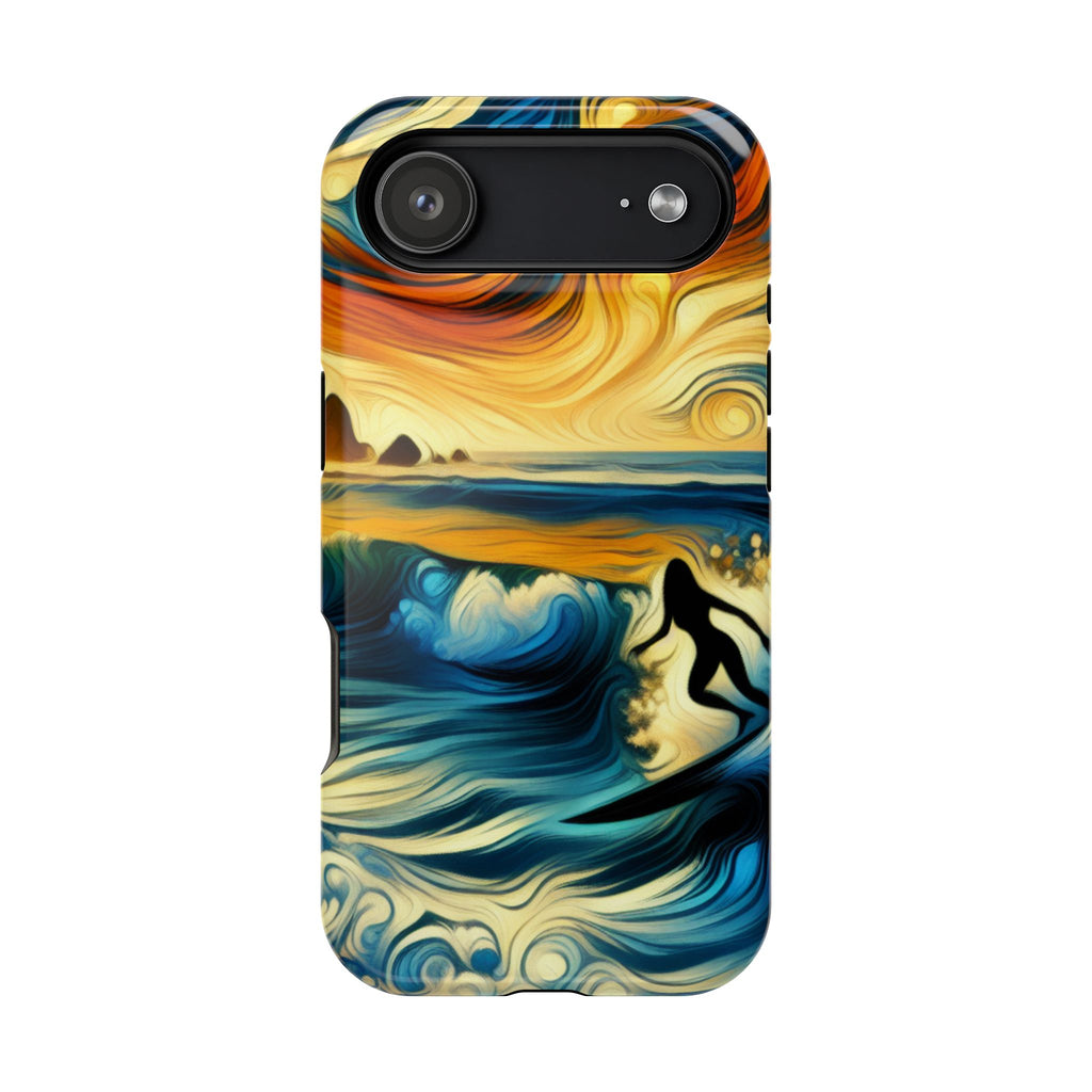 Surfer Sunset Phone Case — Impact‑Resistant Artistic Wave Design