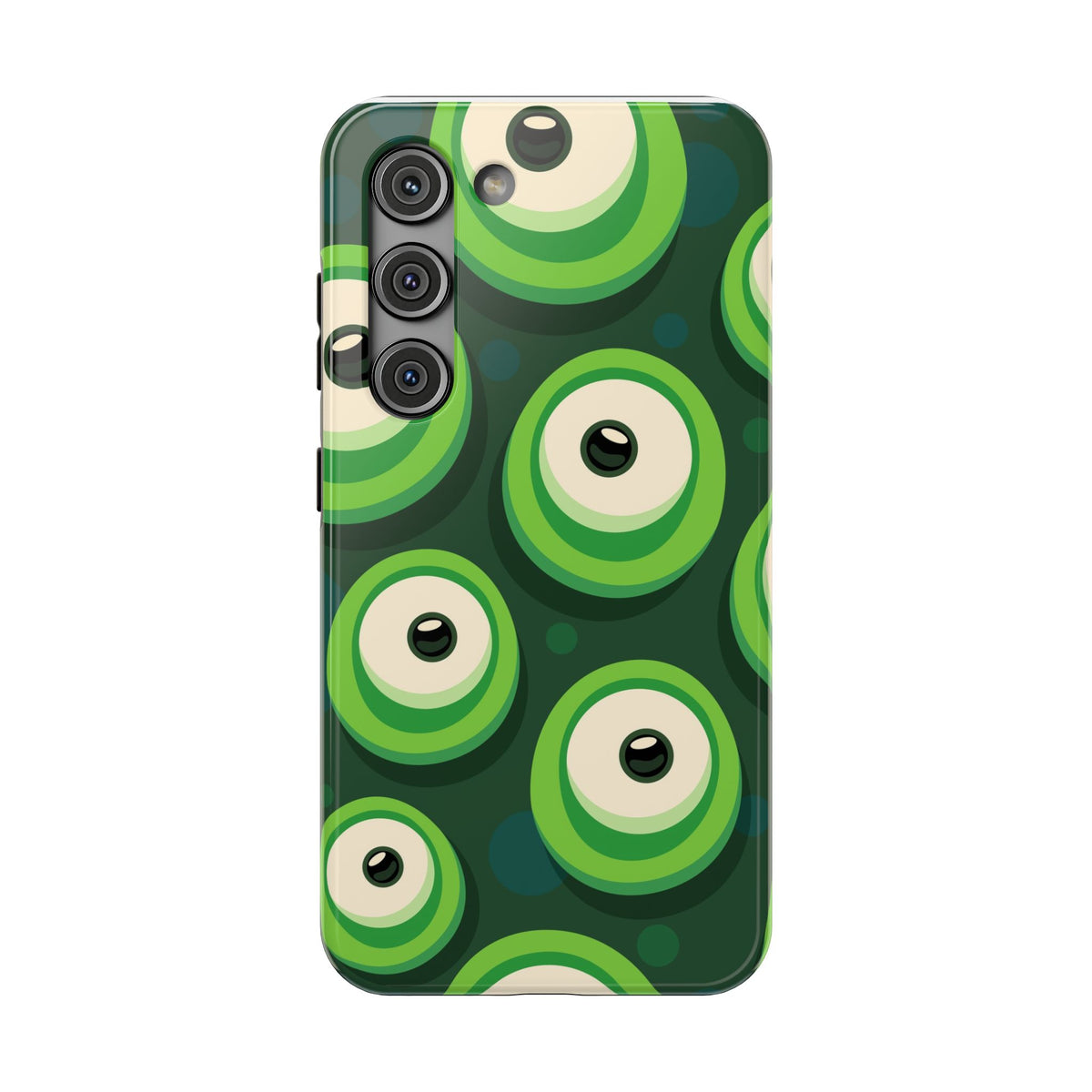 Green Abstract Eye Pattern Phone Case — Impact-Resistant Protective Cover