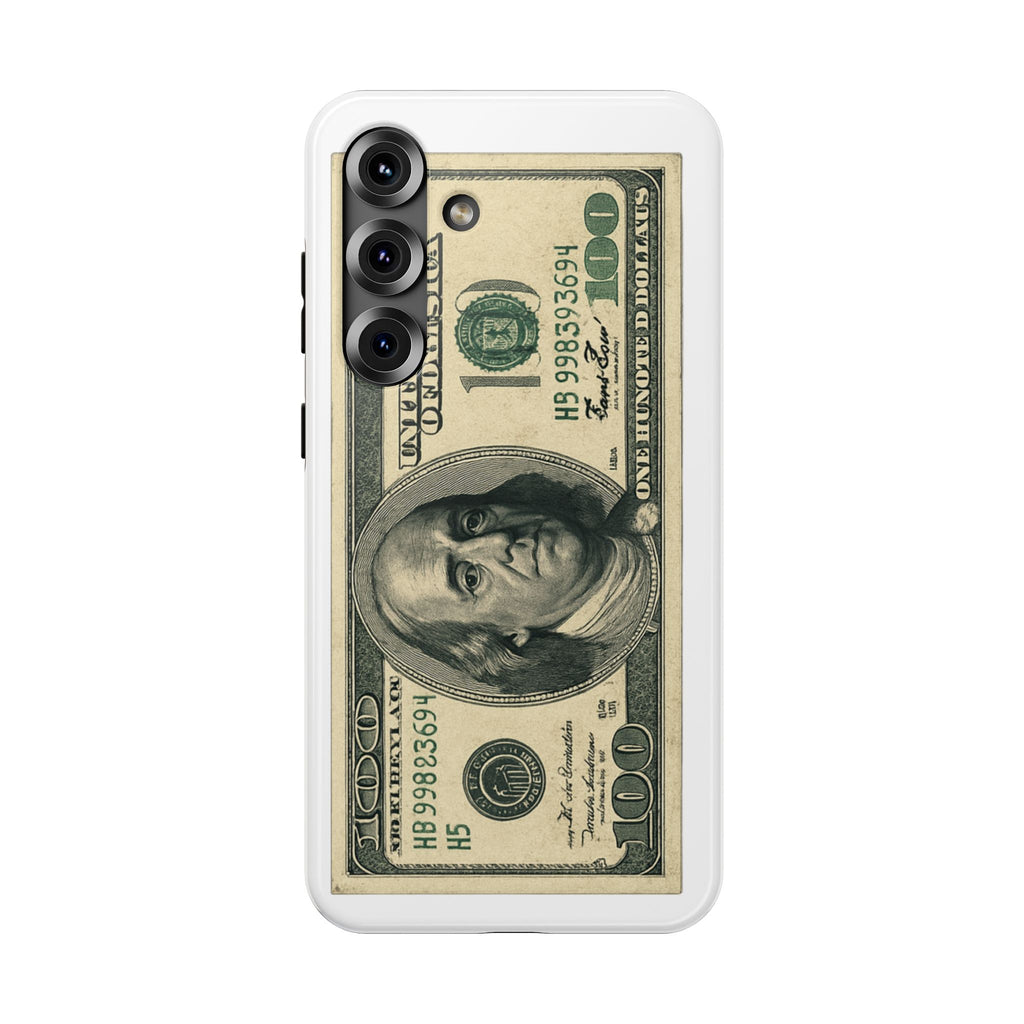 Money Print iPhone Case — Impact Resistant Protective Phone Cover featuring 100 Bill Design