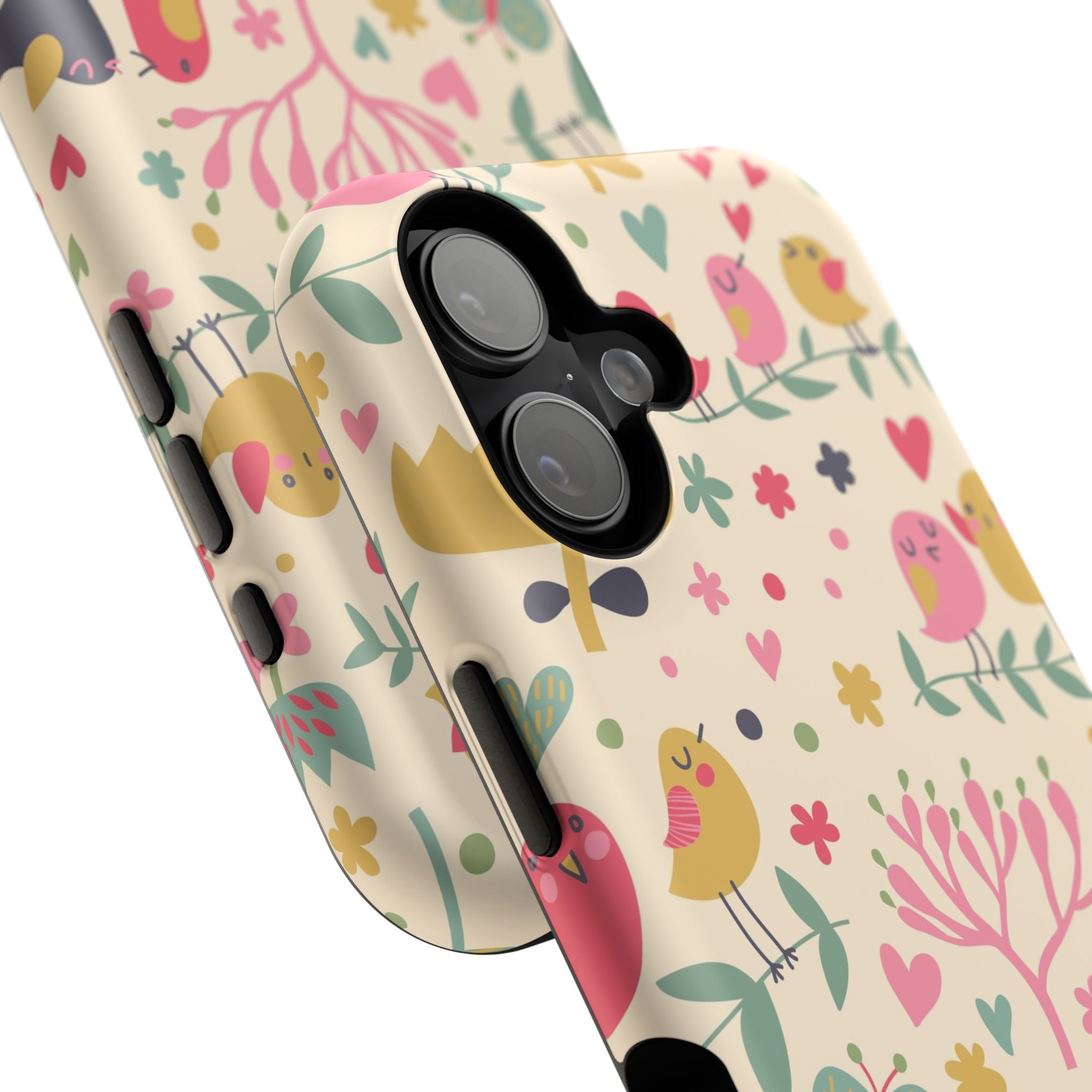 Cute Bird Floral Phone Case, Impact-Resistant