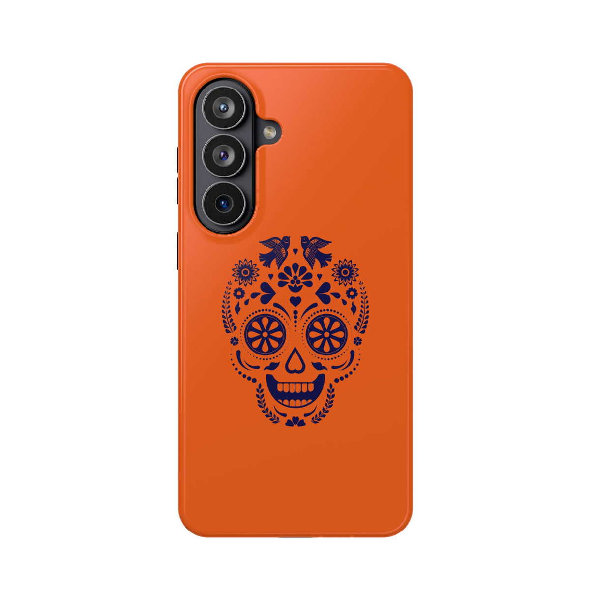 Sugar Skull Impact-Resistant Phone Case — Orange Day of the Dead Design