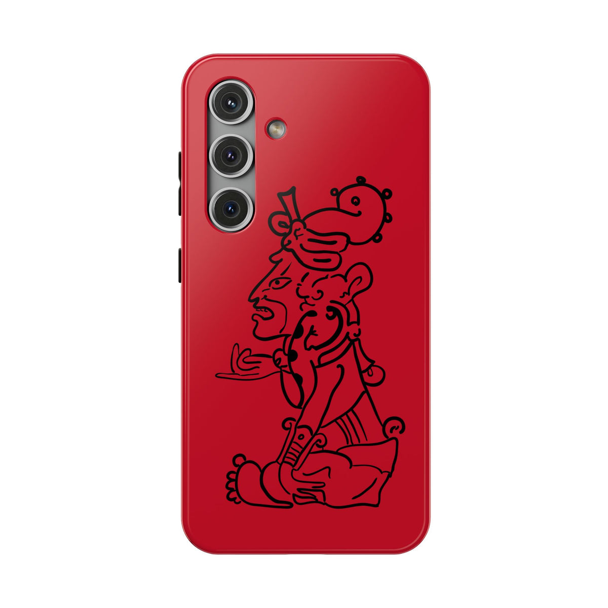 Phone Case — Red Impact-Resistant Case with Line Art Totem Design