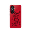 Phone Case — Red Impact-Resistant Case with Line Art Totem Design