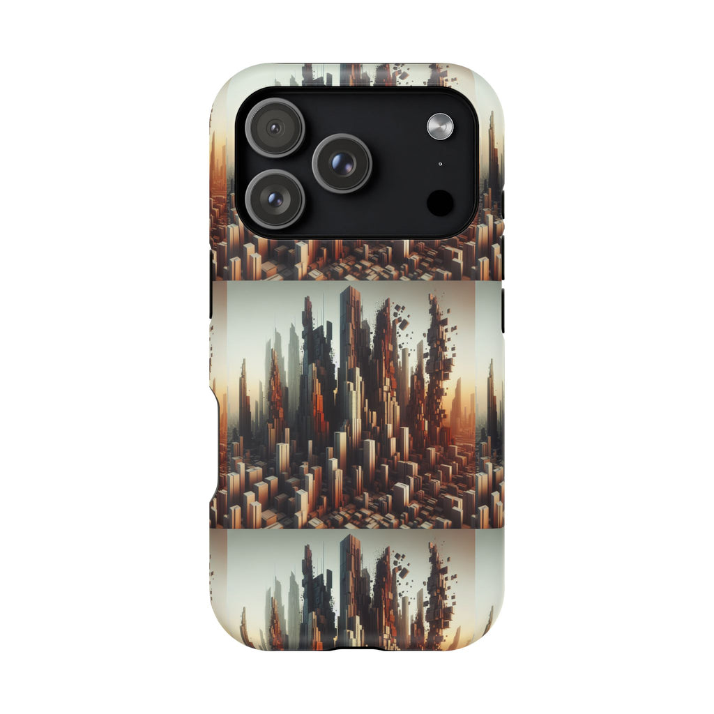 Abstract Skyline iPhone Case — Surreal Cityscape Impact-Resistant Phone Cover