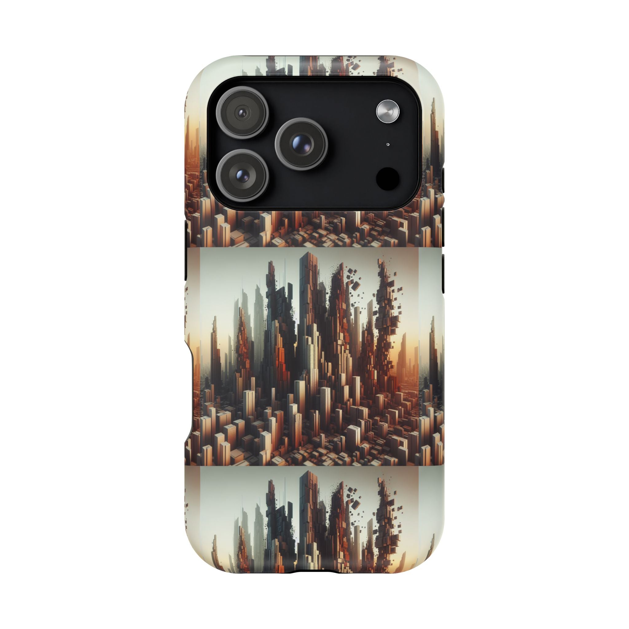 Abstract Skyline iPhone Case — Surreal Cityscape Impact-Resistant Phone Cover