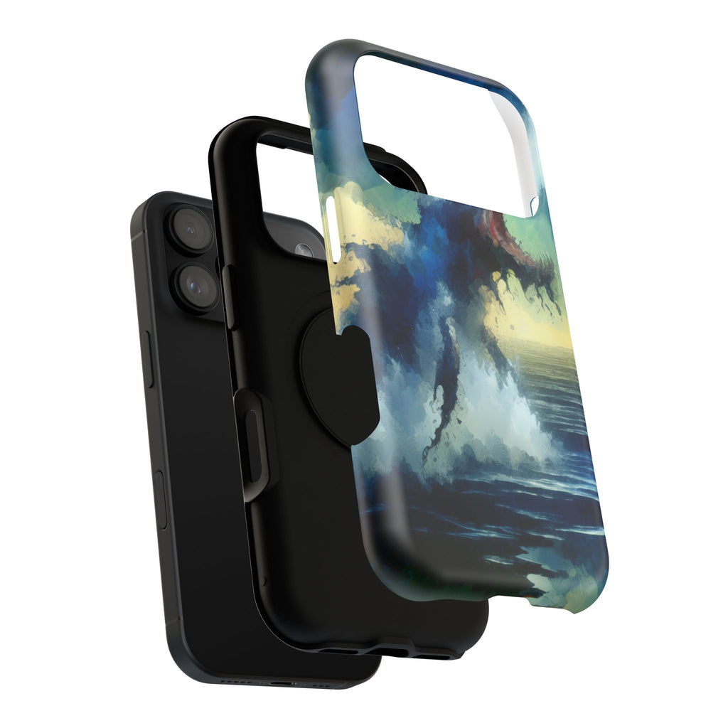 Shark Wave Impact-Resistant Phone Case — Ocean Monster Art Protective Cover