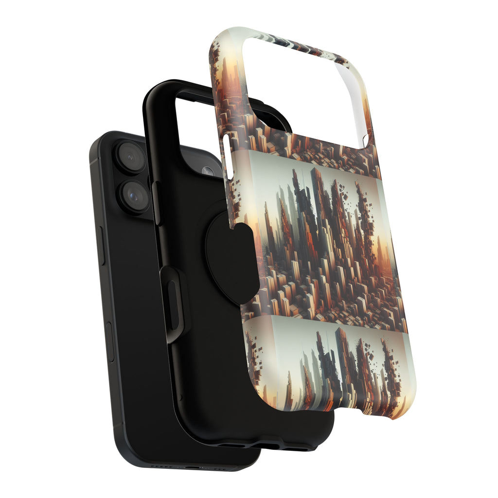 Abstract Skyline iPhone Case — Surreal Cityscape Impact-Resistant Phone Cover