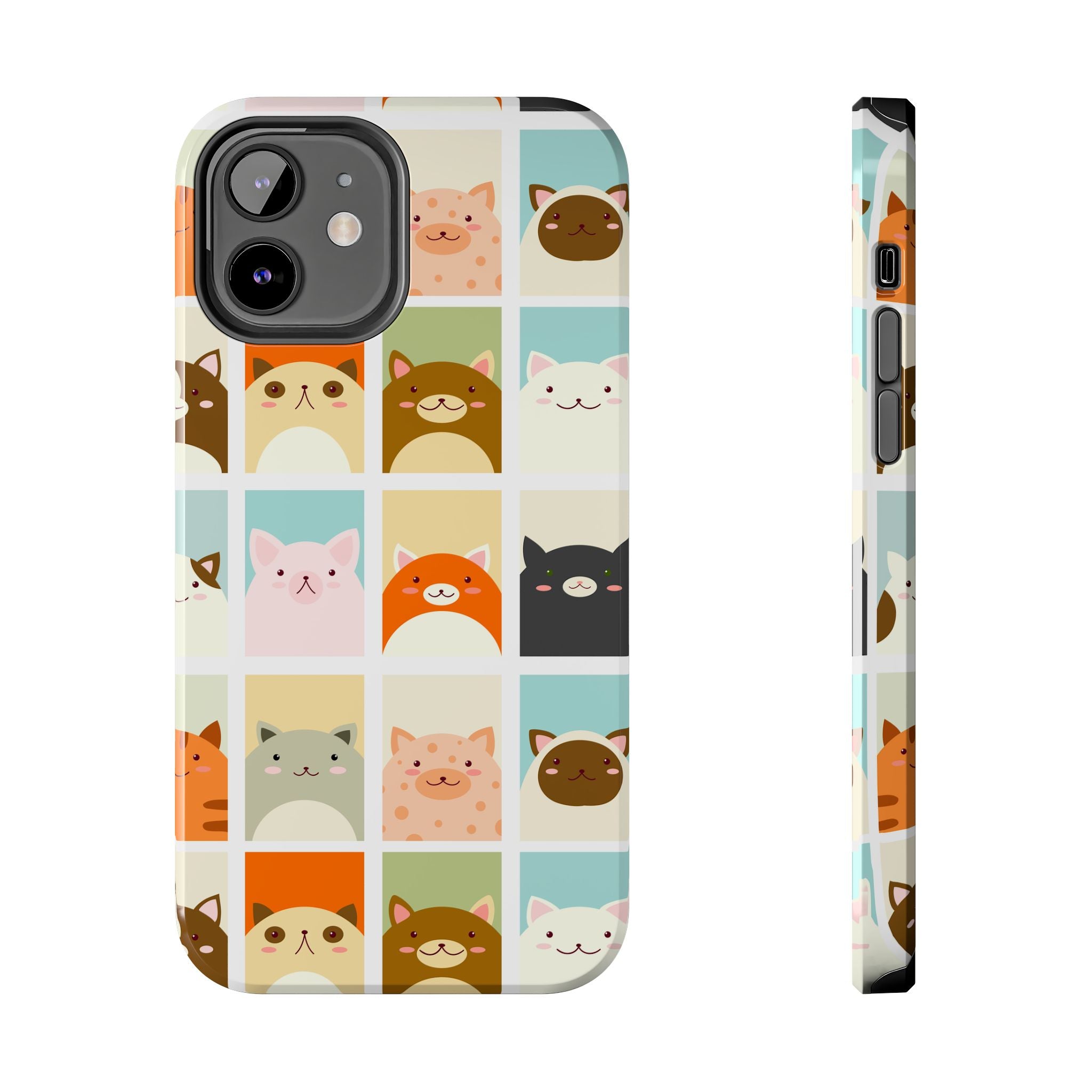 Cute Grid Cats Tough Phone Case