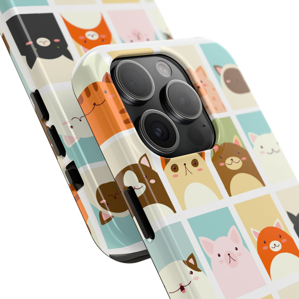 Cute Grid Cats Tough Phone Case