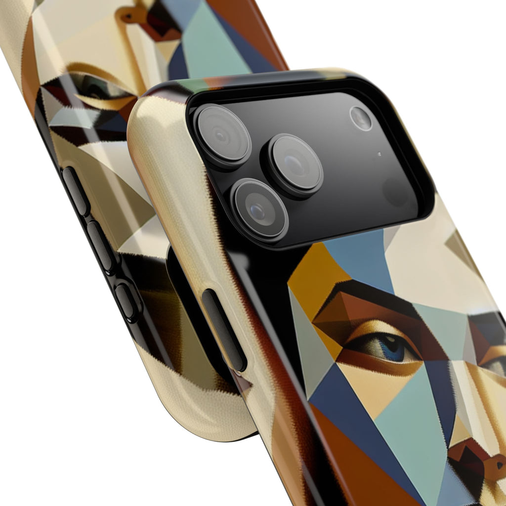 Geometric Portrait Impact-Resistant Phone Case — Abstract Cubist Face, Protective iPhone Cover