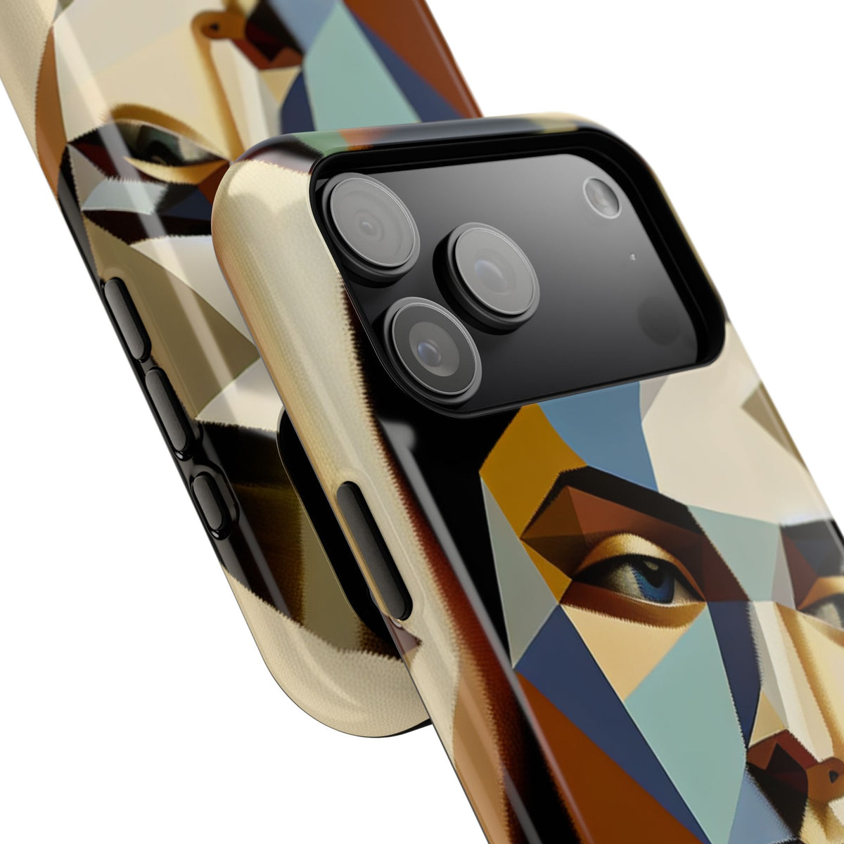 Geometric Portrait Impact-Resistant Phone Case — Abstract Cubist Face, Protective iPhone Cover