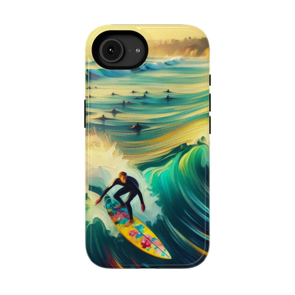 Surfing Waves Impact-Resistant Phone Case — Colorful Surfer Design