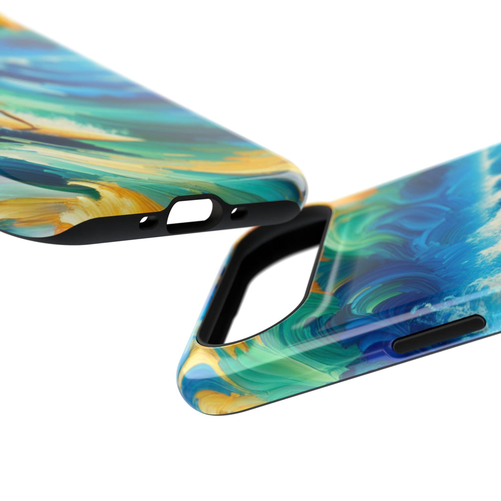 Surfer Wave Impact Phone Case – Vibrant Ocean Art Protective Cover