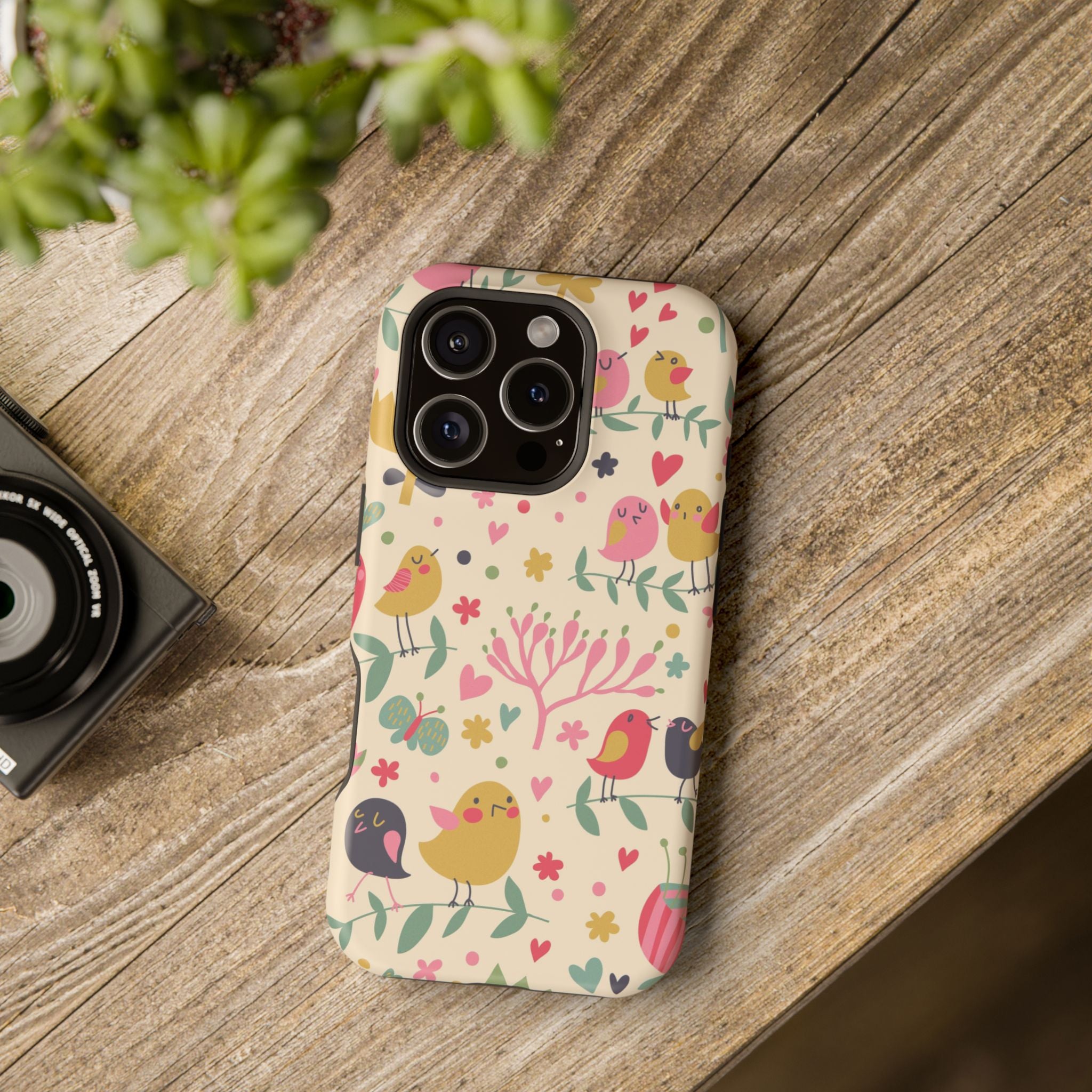 Cute Bird Floral Phone Case, Impact-Resistant