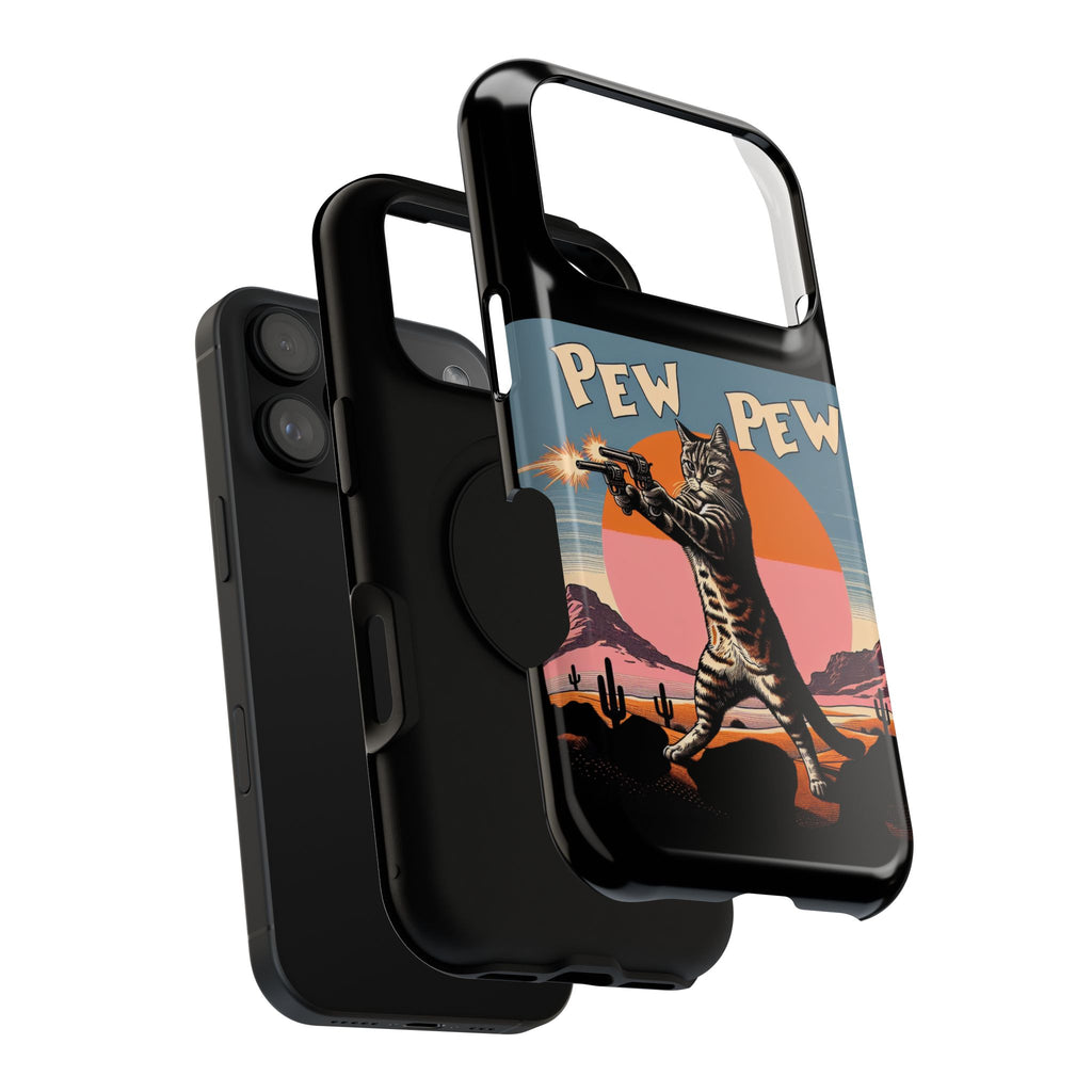 Pew Pew Cat Phone Case — Retro Shooter Impact-Resistant iPhone Cover