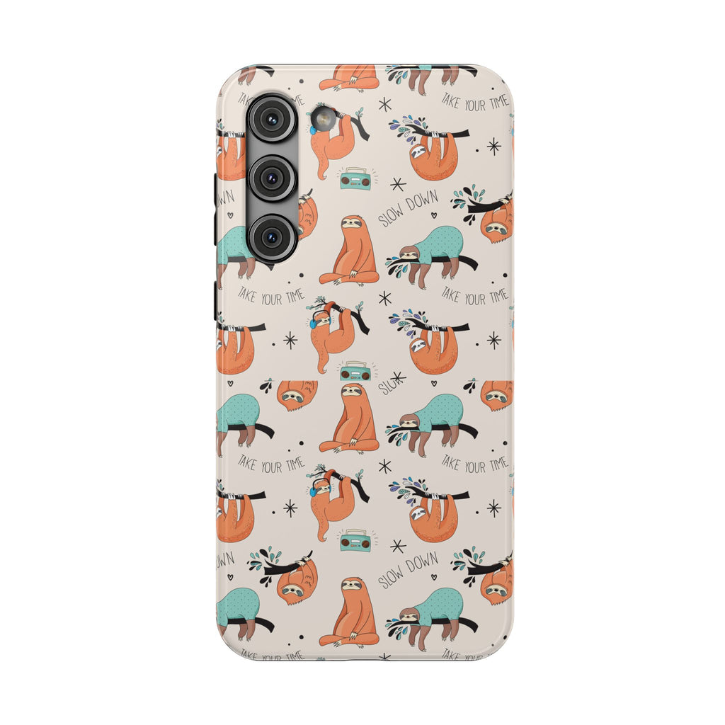 Sloth Pattern Impact-Resistant Phone Case — “Slow Down” Cute Protective Cover