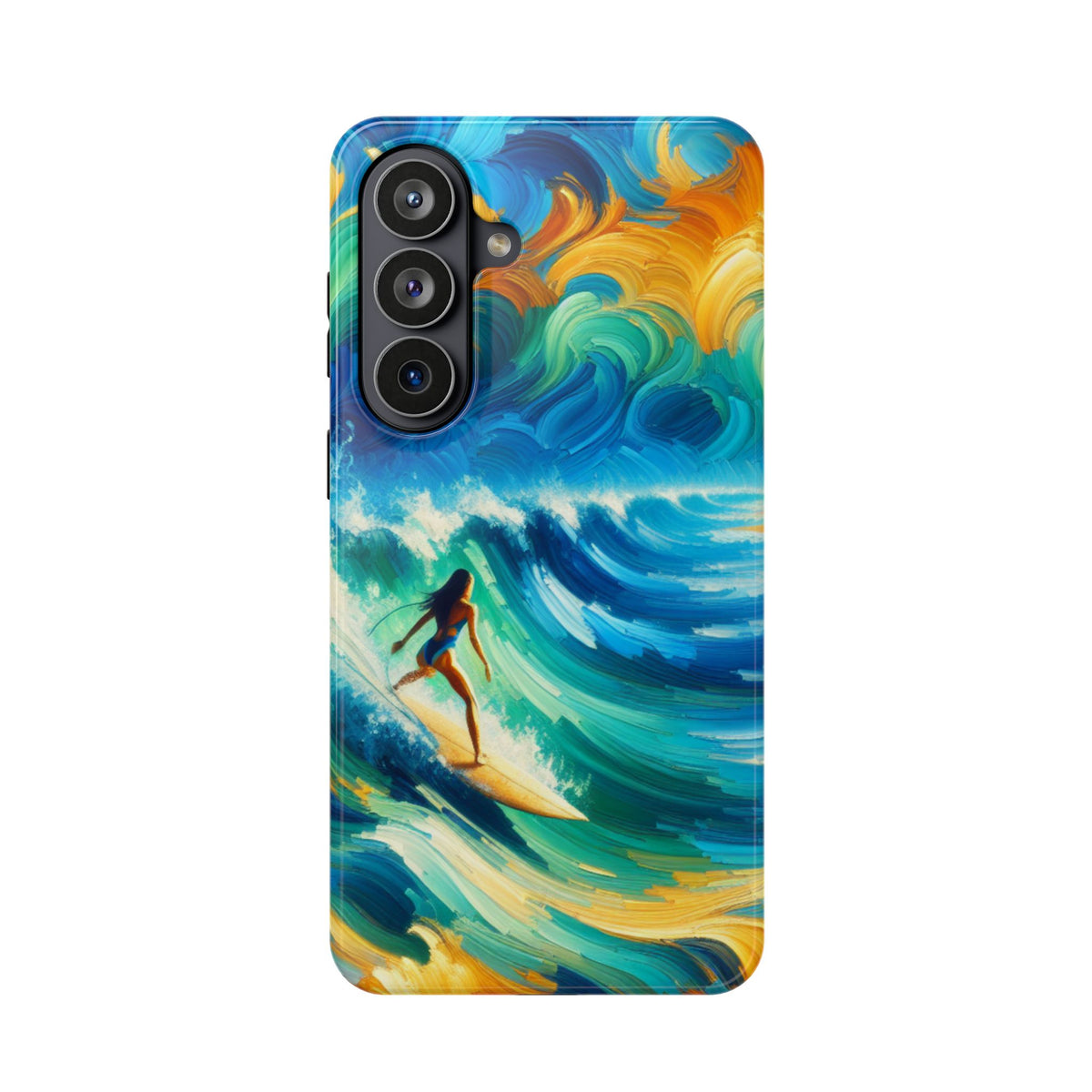Surfer Wave Impact Phone Case – Vibrant Ocean Art Protective Cover
