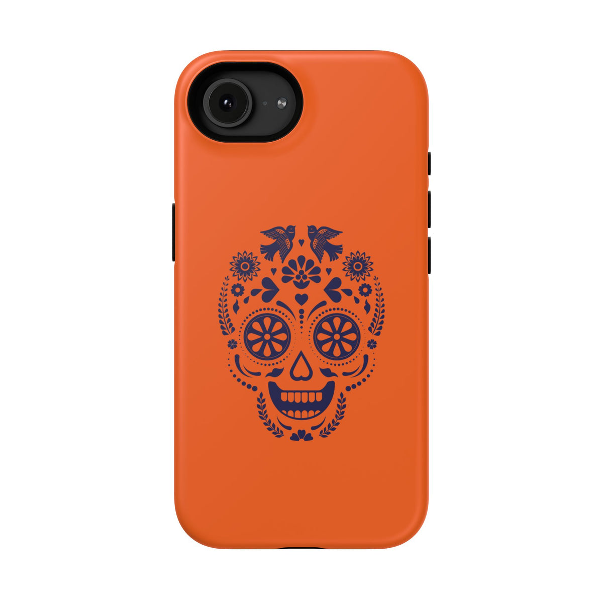 Sugar Skull Impact-Resistant Phone Case — Orange Day of the Dead Design