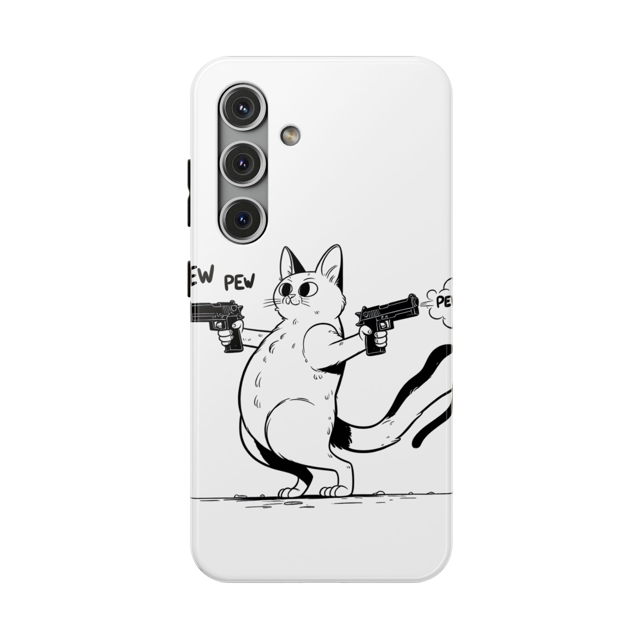 Impact Resistant Phone Case- Funny Cat Pew Pew