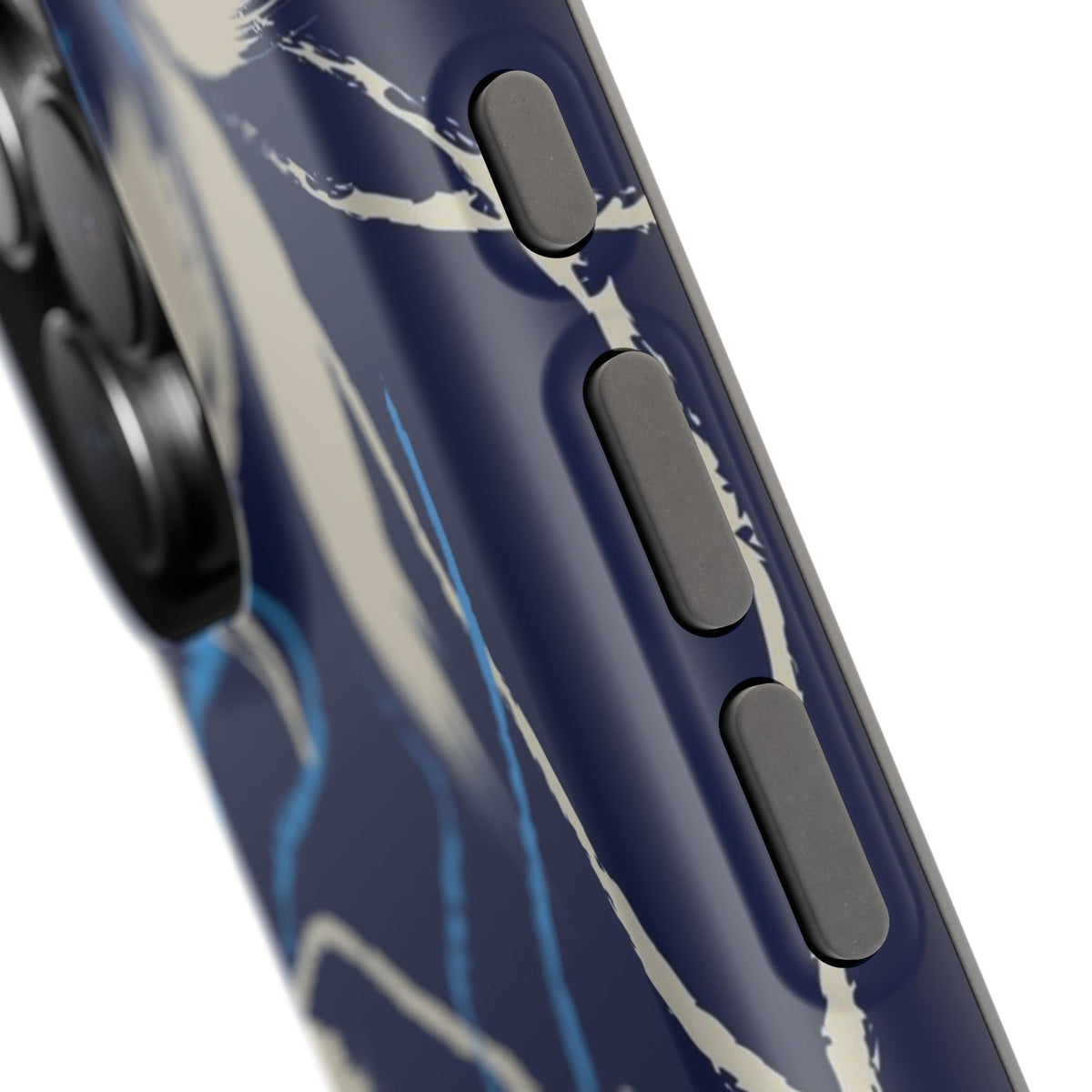 Floral Navy Impact-Resistant Phone Case — Blue Plumeria Design