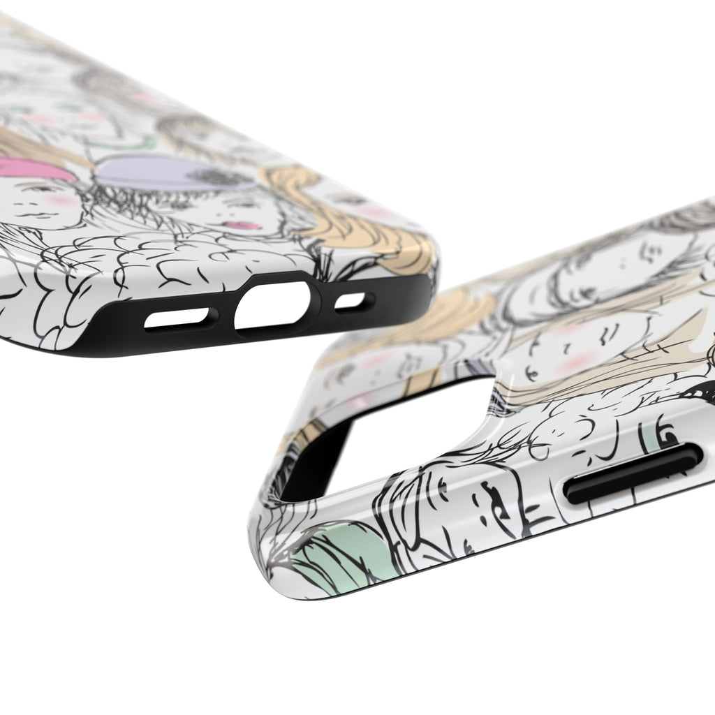 Phone Case — Hand-Drawn Faces Pattern