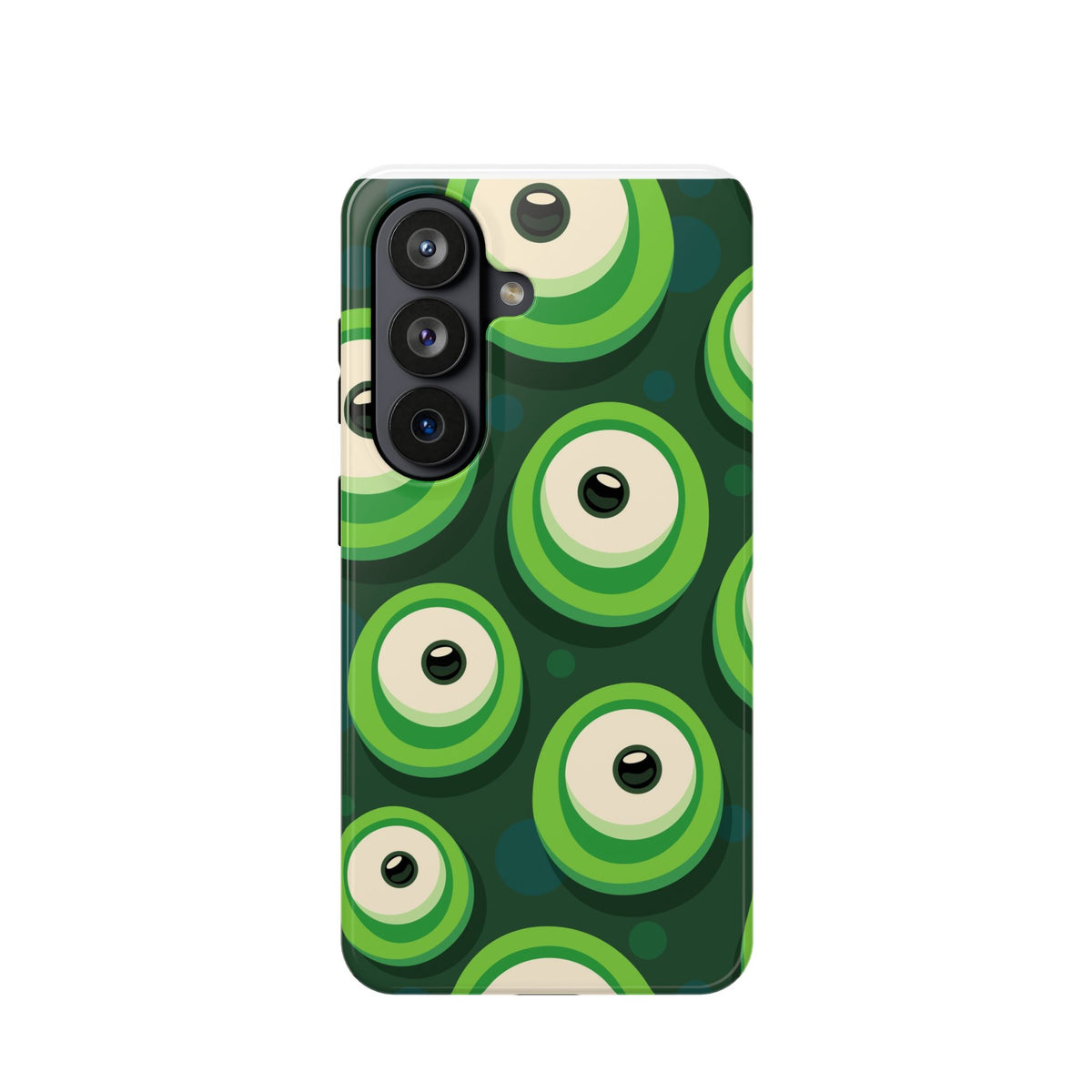 Green Abstract Eye Pattern Phone Case — Impact-Resistant Protective Cover