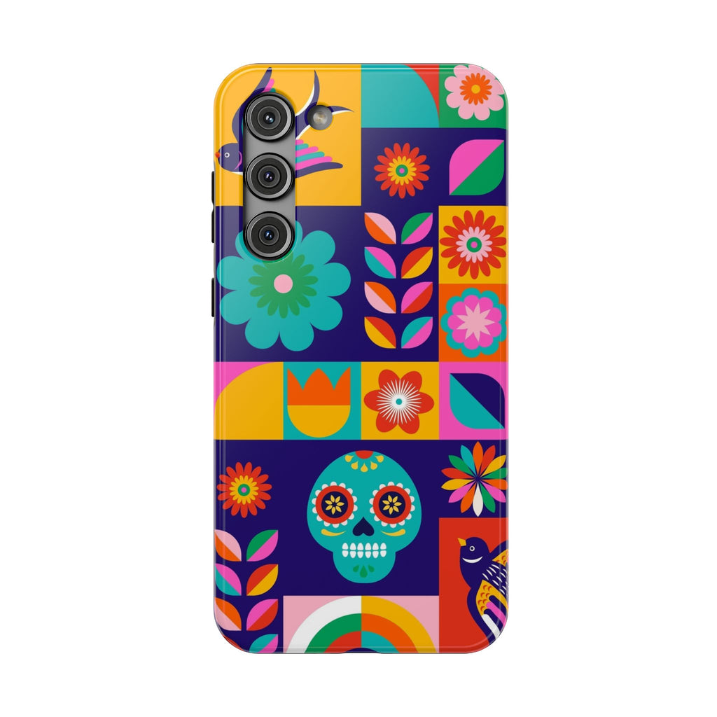 Colorful Day of the Dead Floral Skull iPhone, or Galaxy Protective Phone Cover