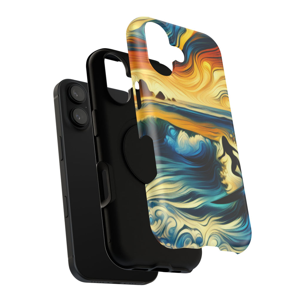 Impact Resistant Phone Case - Surfing Ocean Waves Design, Coastal Decor Gift