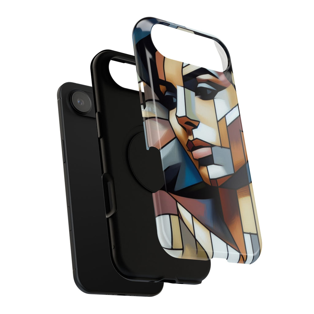 Impact-Resistant Phone Case — Modern Geometric Portrait Design