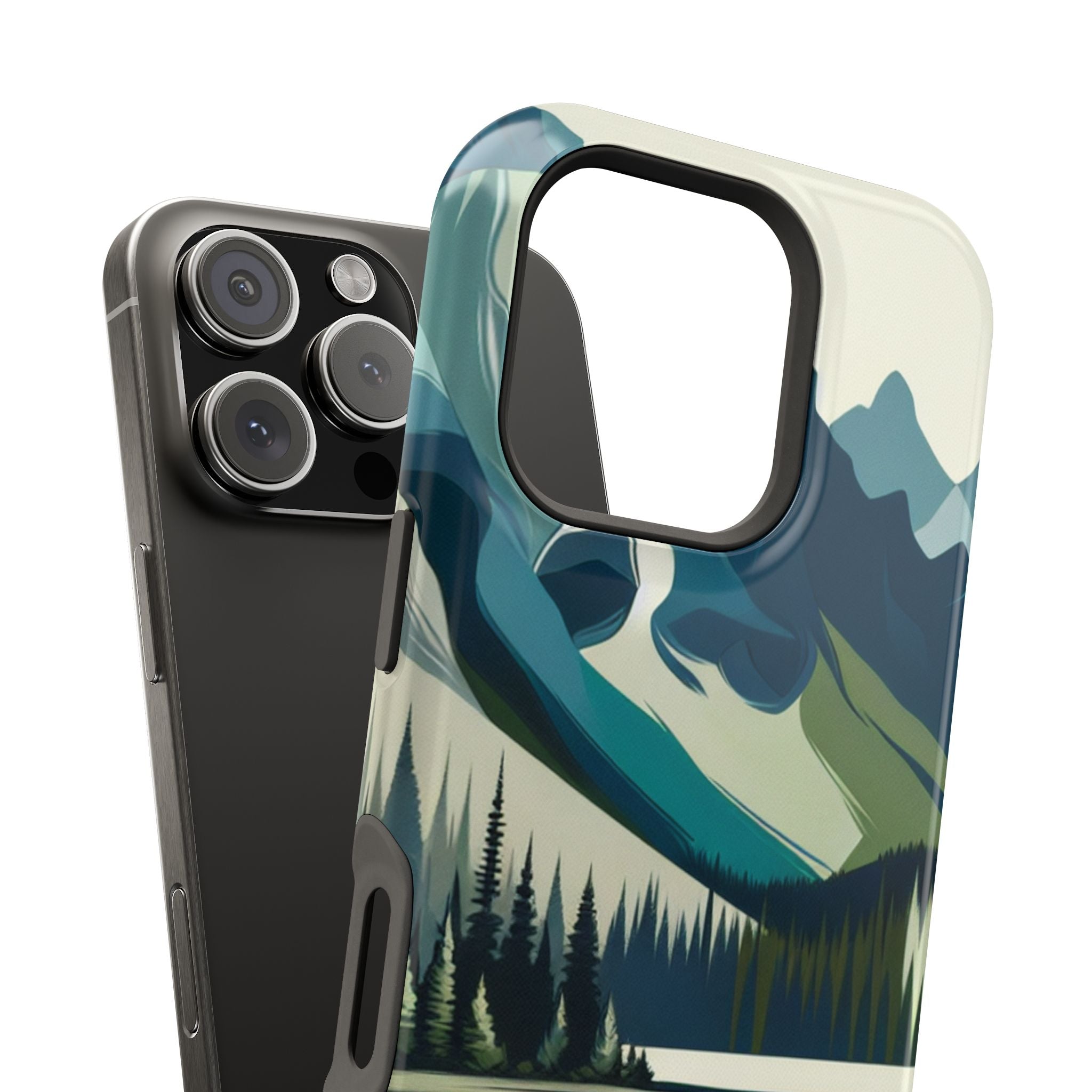 Impact Resistant Phone Case - Mountain Lake with Forest Design