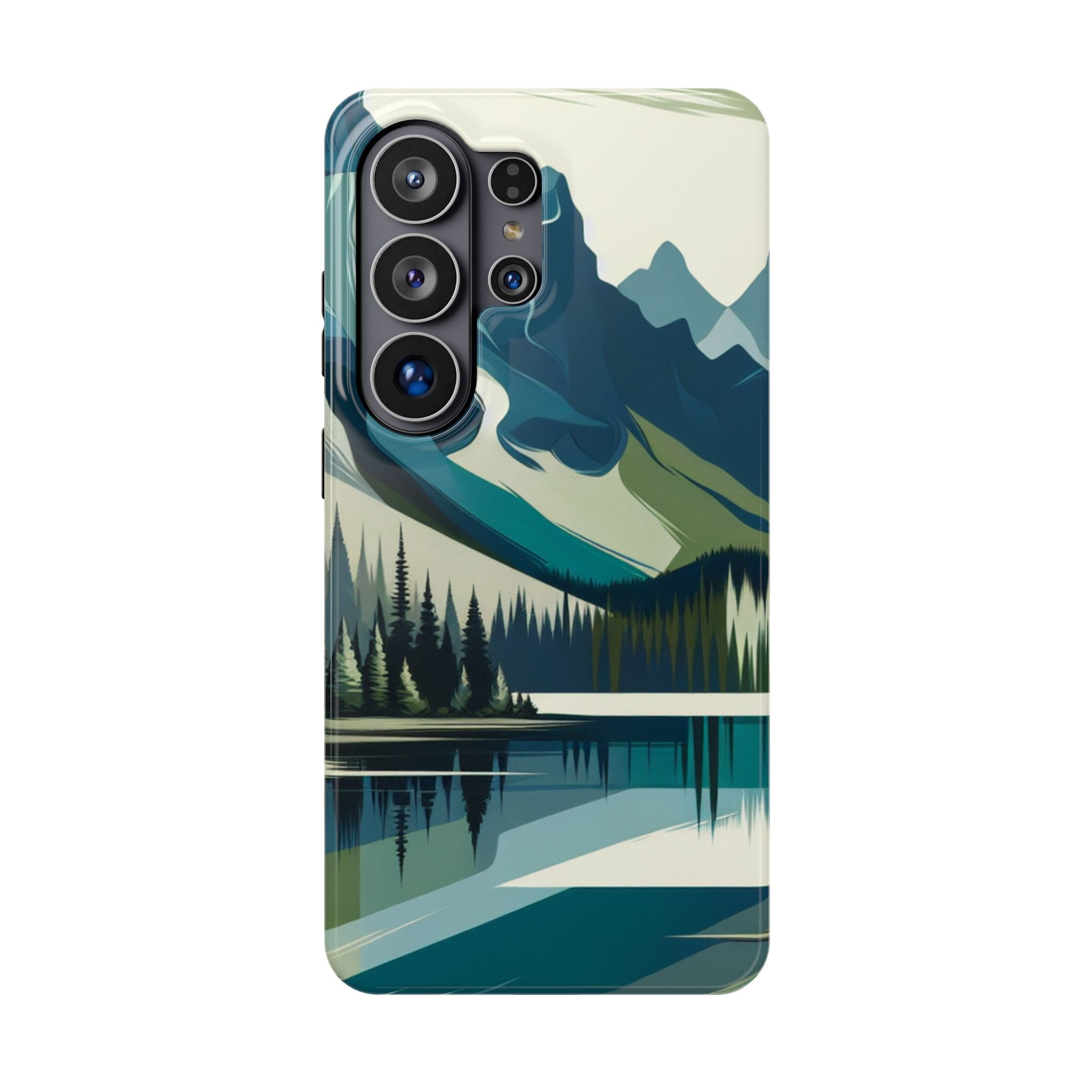 Impact Resistant Phone Case - Mountain Lake with Forest Design