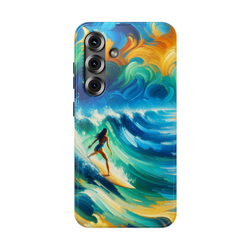 Surfer Wave Impact Phone Case – Vibrant Ocean Art Protective Cover