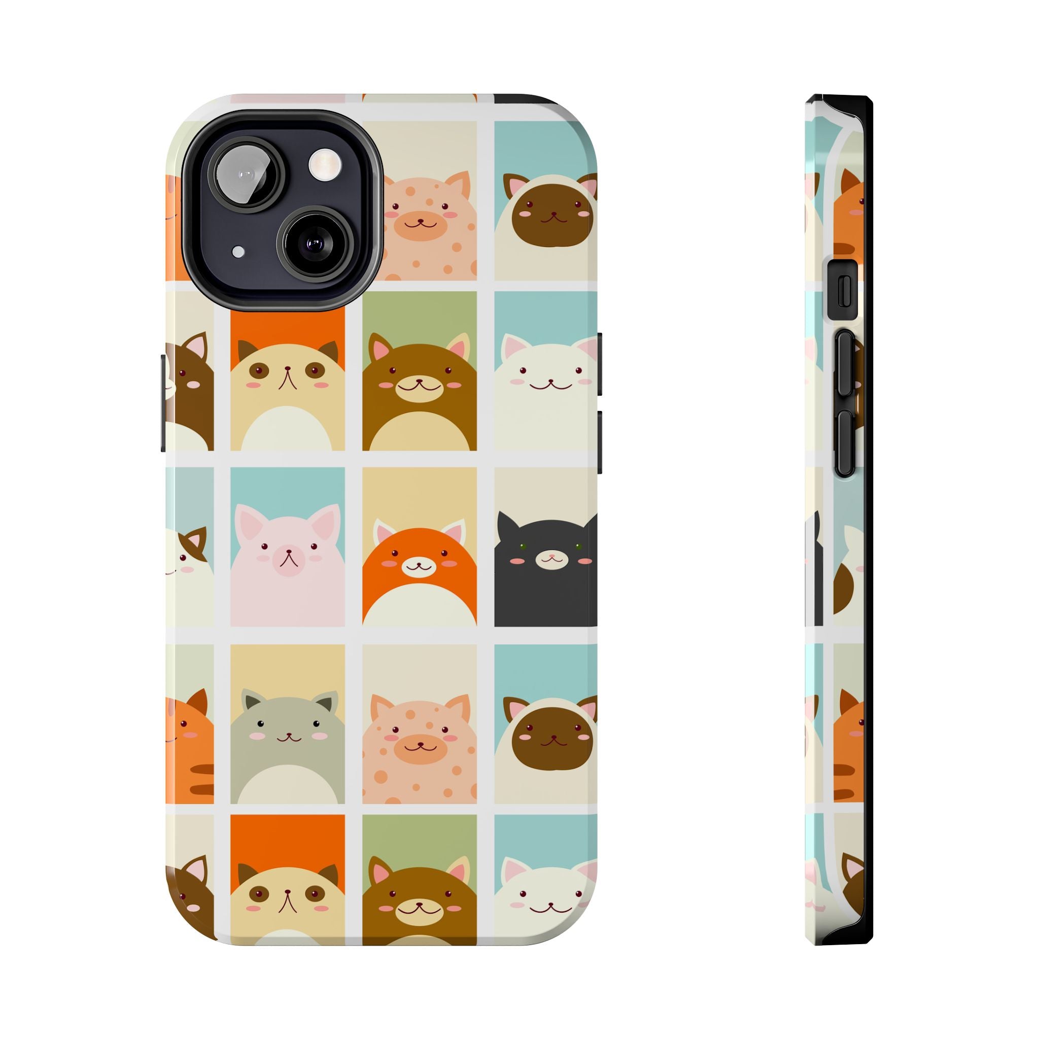 Cute Grid Cats Tough Phone Case