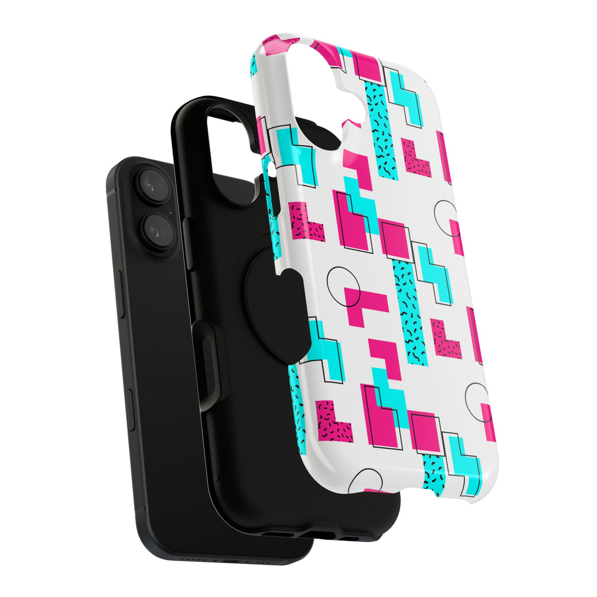 Retro Geometric Phone Case — 80s Memphis Pattern Impact-Resistant Case