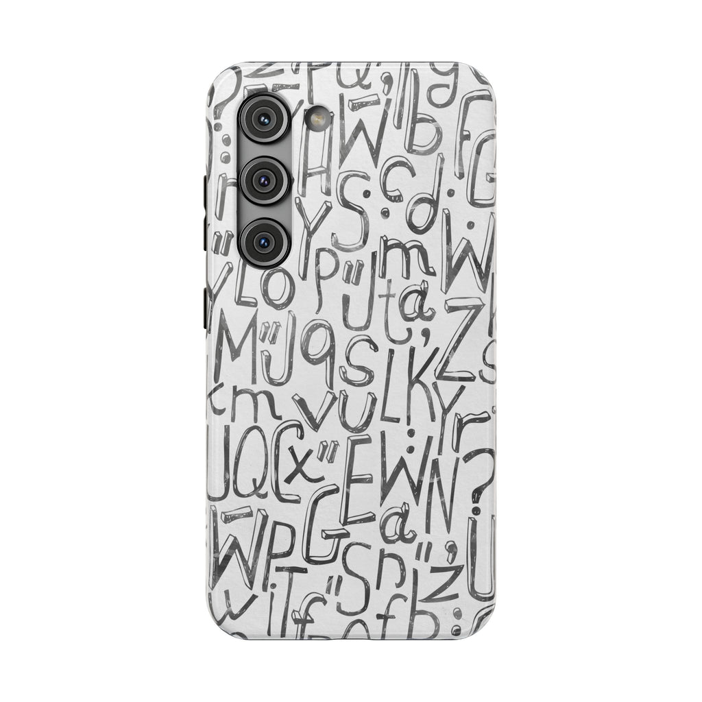 Monochrome Letter Pattern Impact-Resistant Case for iPhone