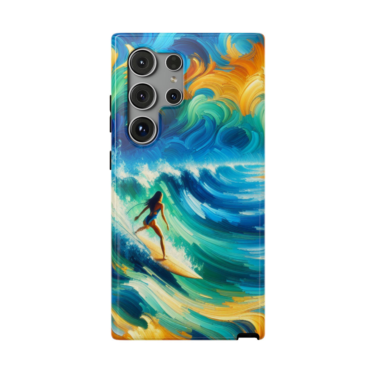 Surfer Wave Impact Phone Case – Vibrant Ocean Art Protective Cover