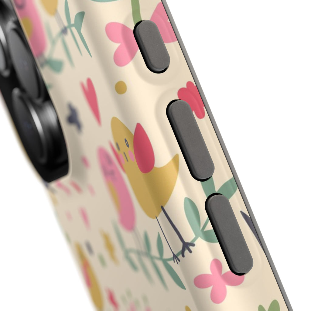 Cute Bird Floral Phone Case, Impact-Resistant