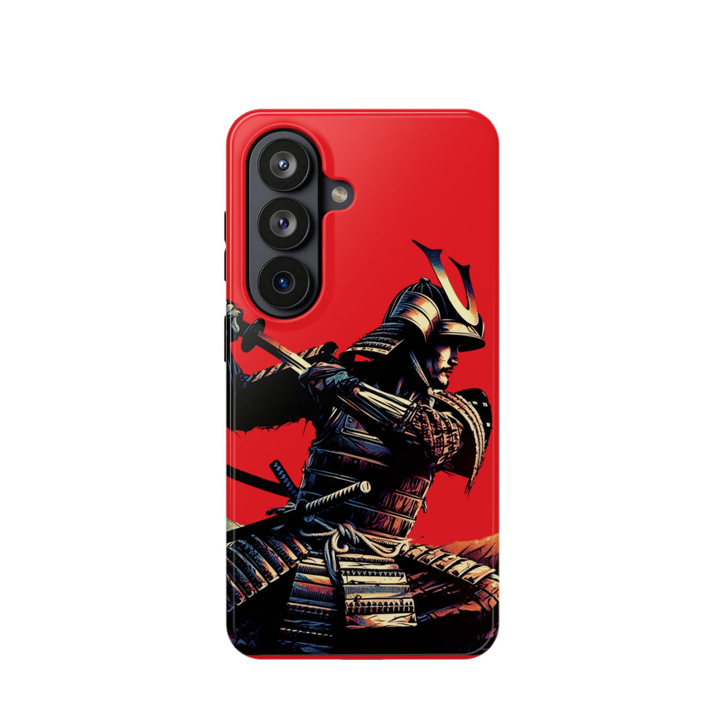 Samurai Warrior Impact Phone Case — Red Armored Swordfighter Protective Cover