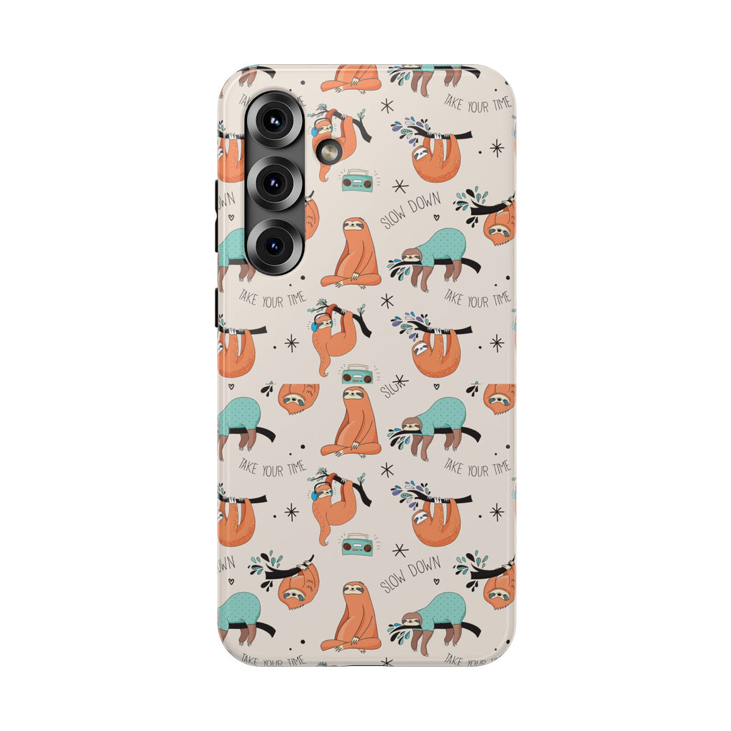Sloth Pattern Impact-Resistant Phone Case — “Slow Down” Cute Protective Cover