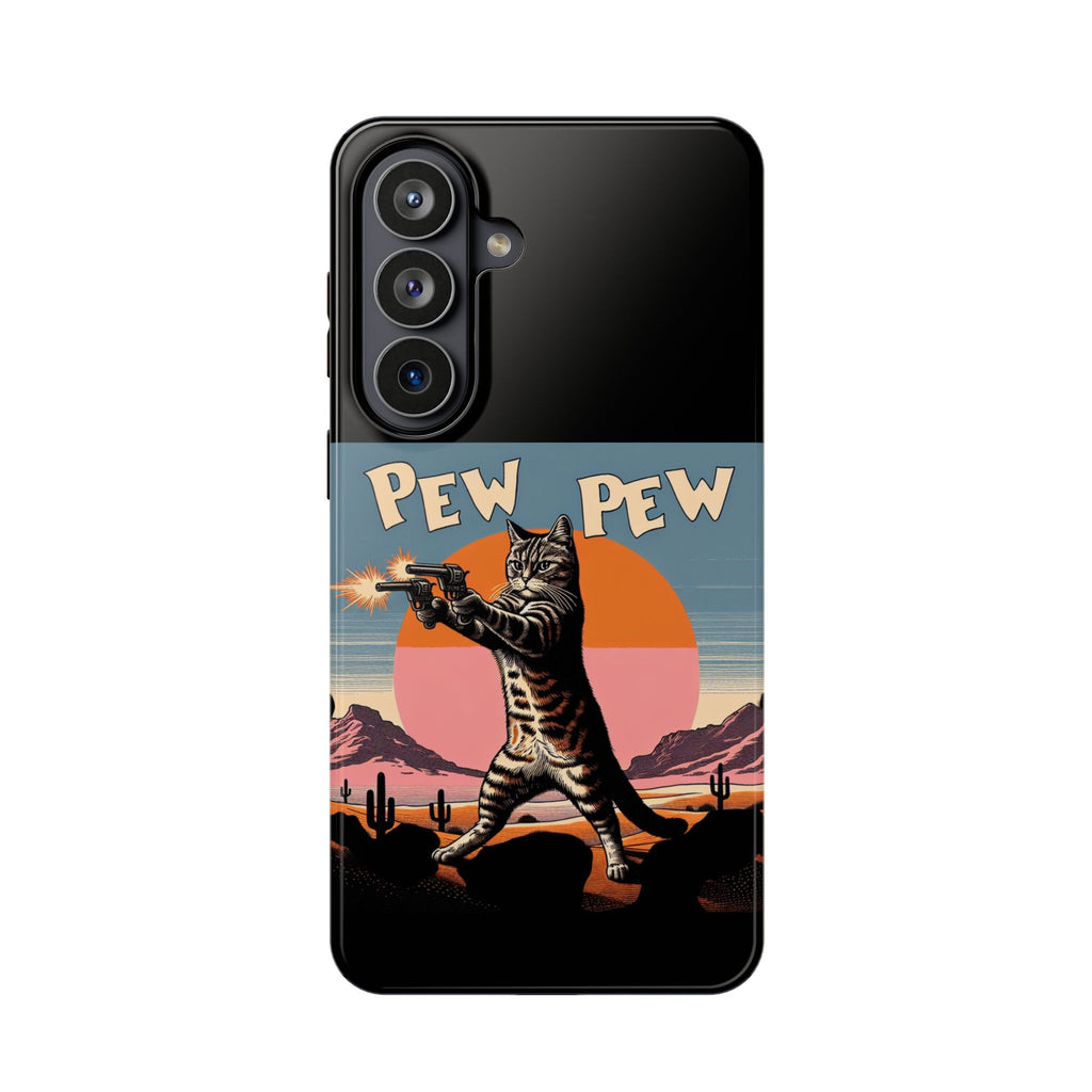 Pew Pew Cat Phone Case — Retro Shooter Impact-Resistant iPhone Cover