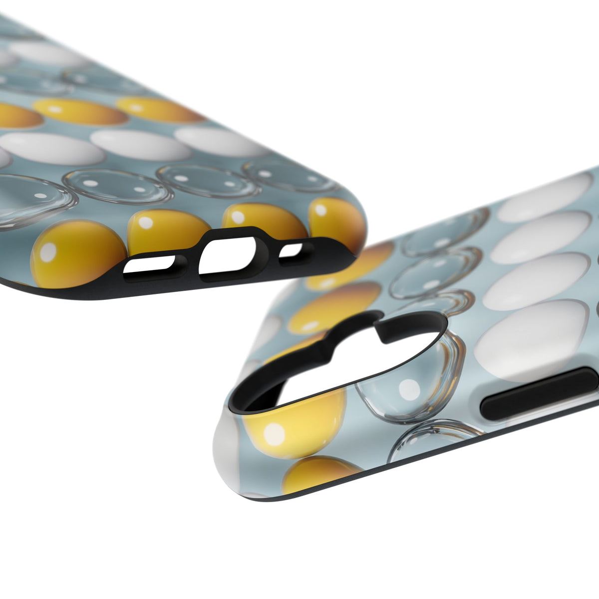 Impact-Resistant Phone Case — Modern Geo Bubble Pattern (Yellow, White & Glass)