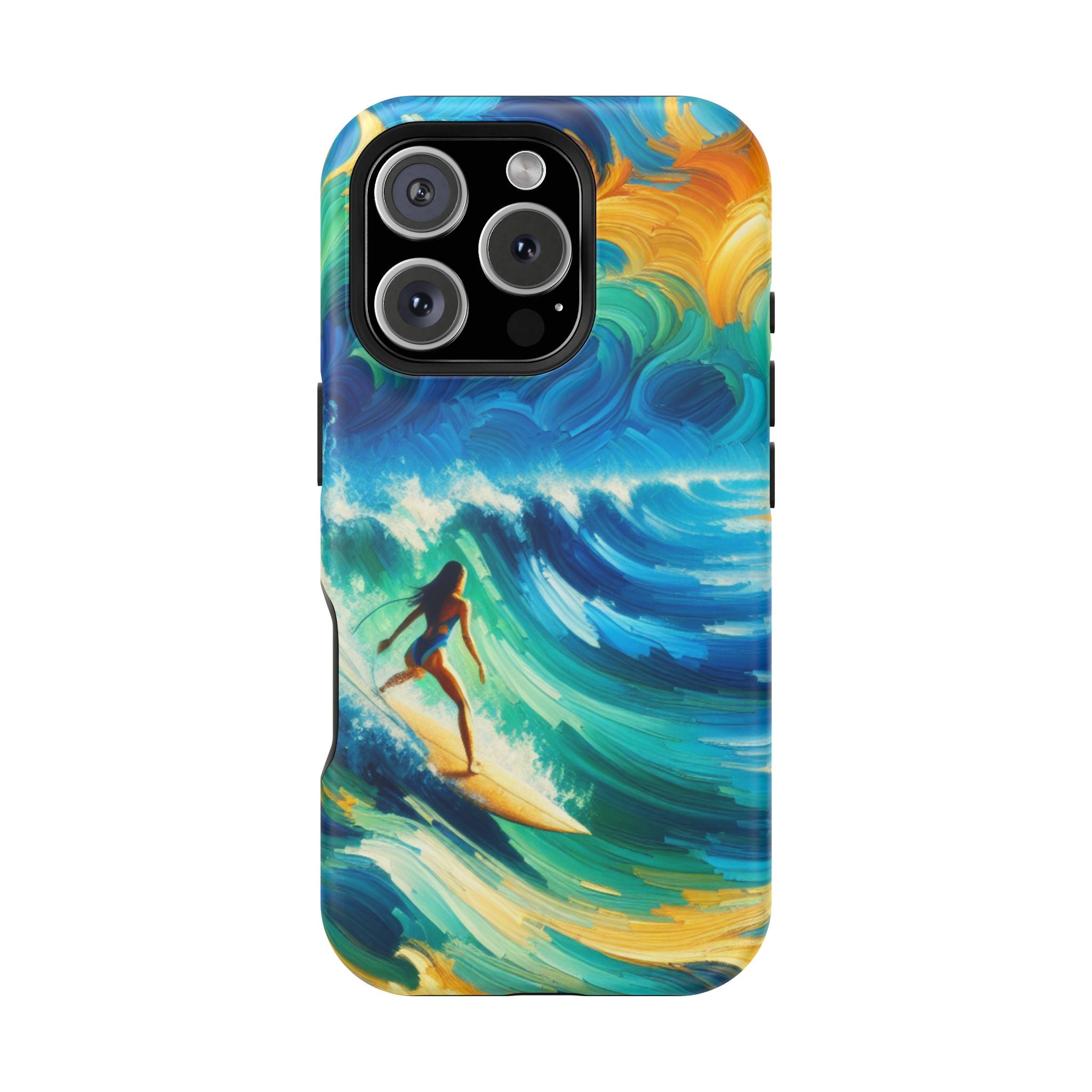 Surf-Inspired Impact Resistant Phone Case, Vibrant Ocean Wave Design