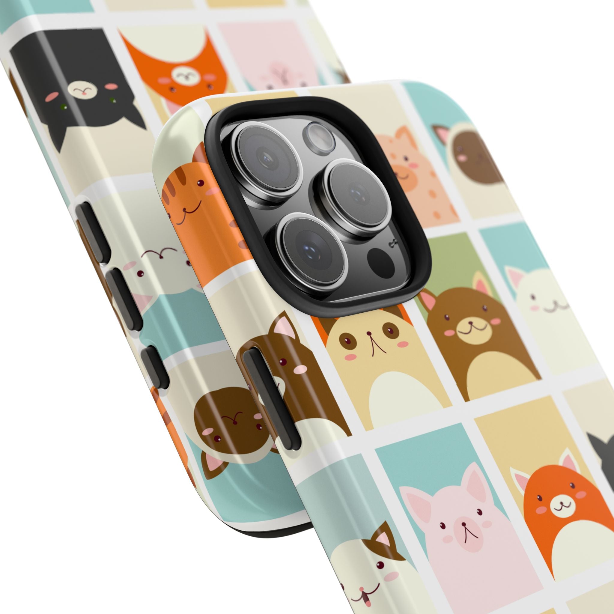 Cute Grid Cats Tough Phone Case