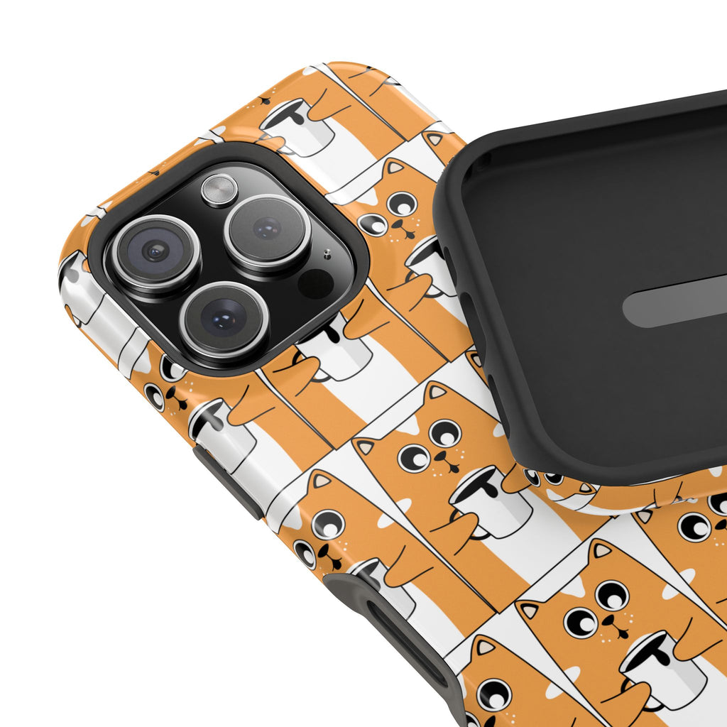 Impact-Resistant Phone Case — Cute Orange Shiba Inu Pattern