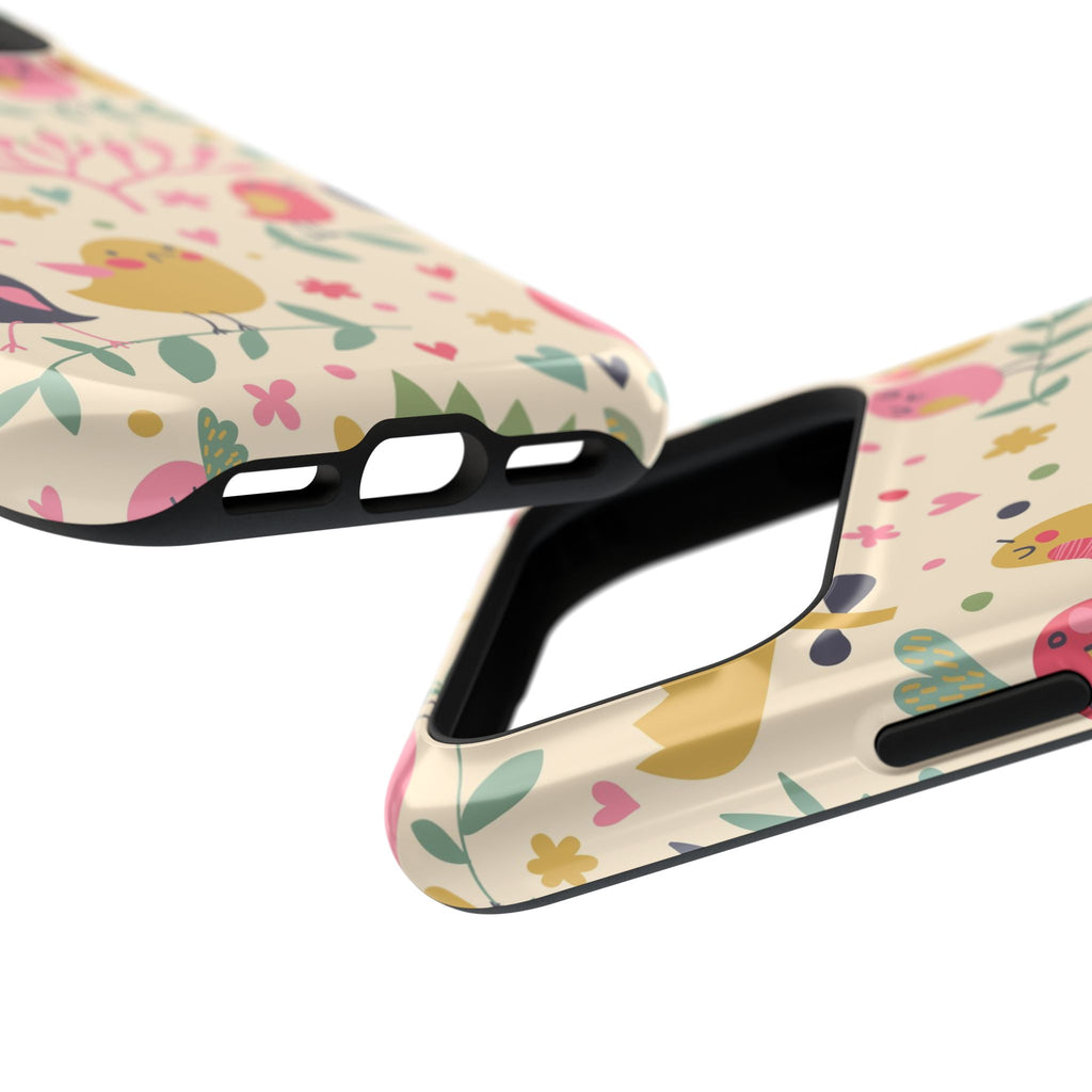 Cute Bird Floral Phone Case, Impact-Resistant