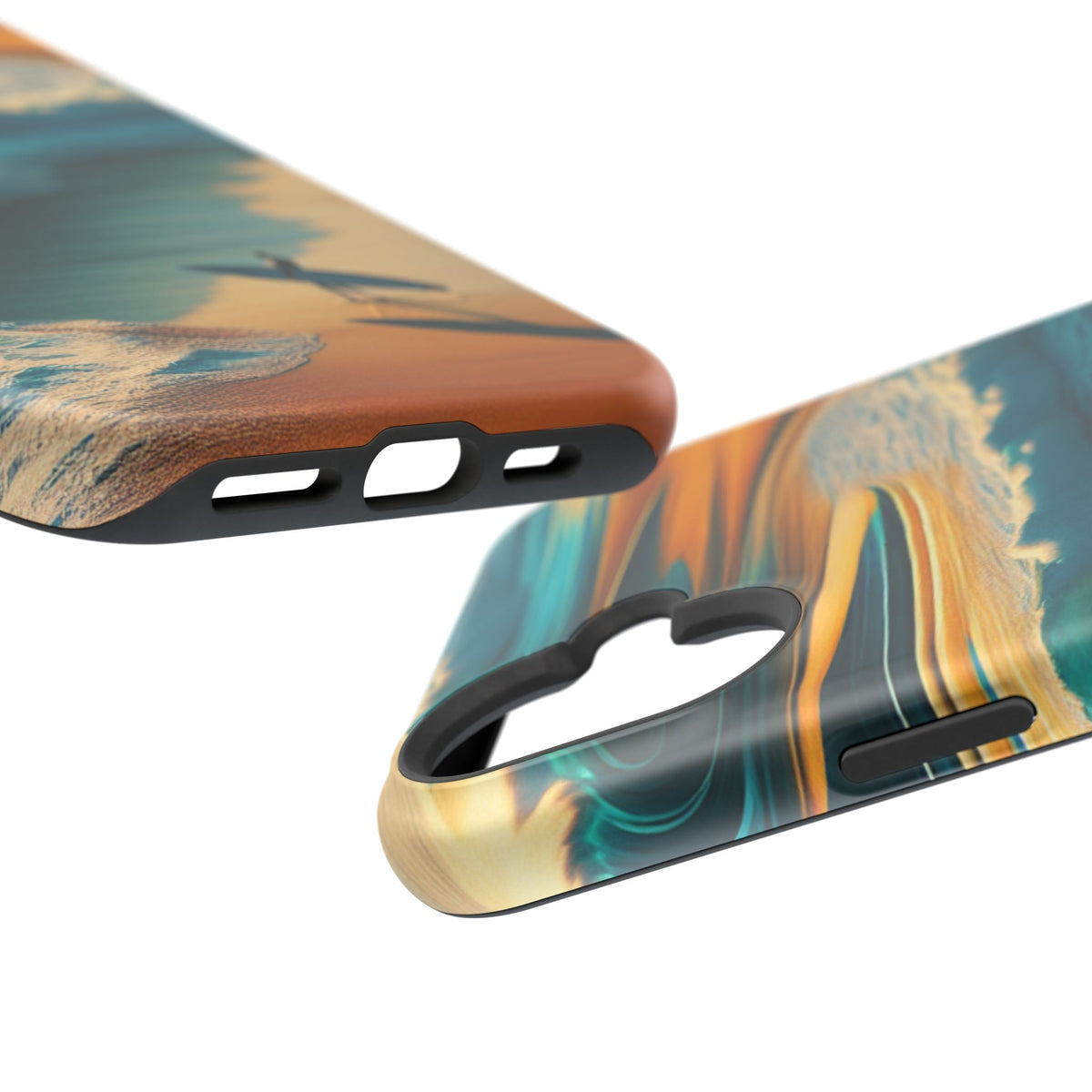 Surf Sunset Impact-Resistant Phone Case — Surfer Silhouette Beach Waves Design