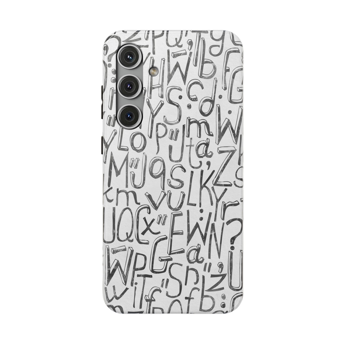 Monochrome Letter Pattern Impact-Resistant Case for iPhone