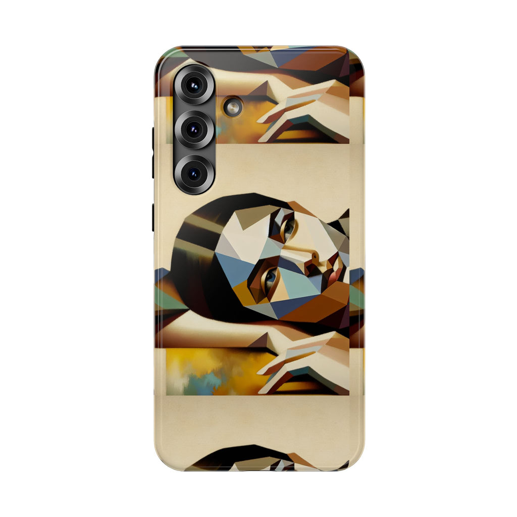 Geometric Portrait Impact-Resistant Phone Case — Abstract Face Art Protective Cover
